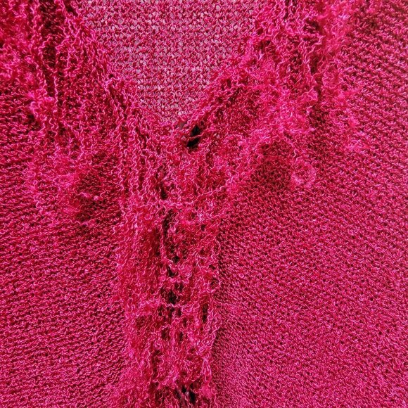Chico's Ruby Red open weave cardigan with fringe detail - sz XL (3) - Picture 3 of 6